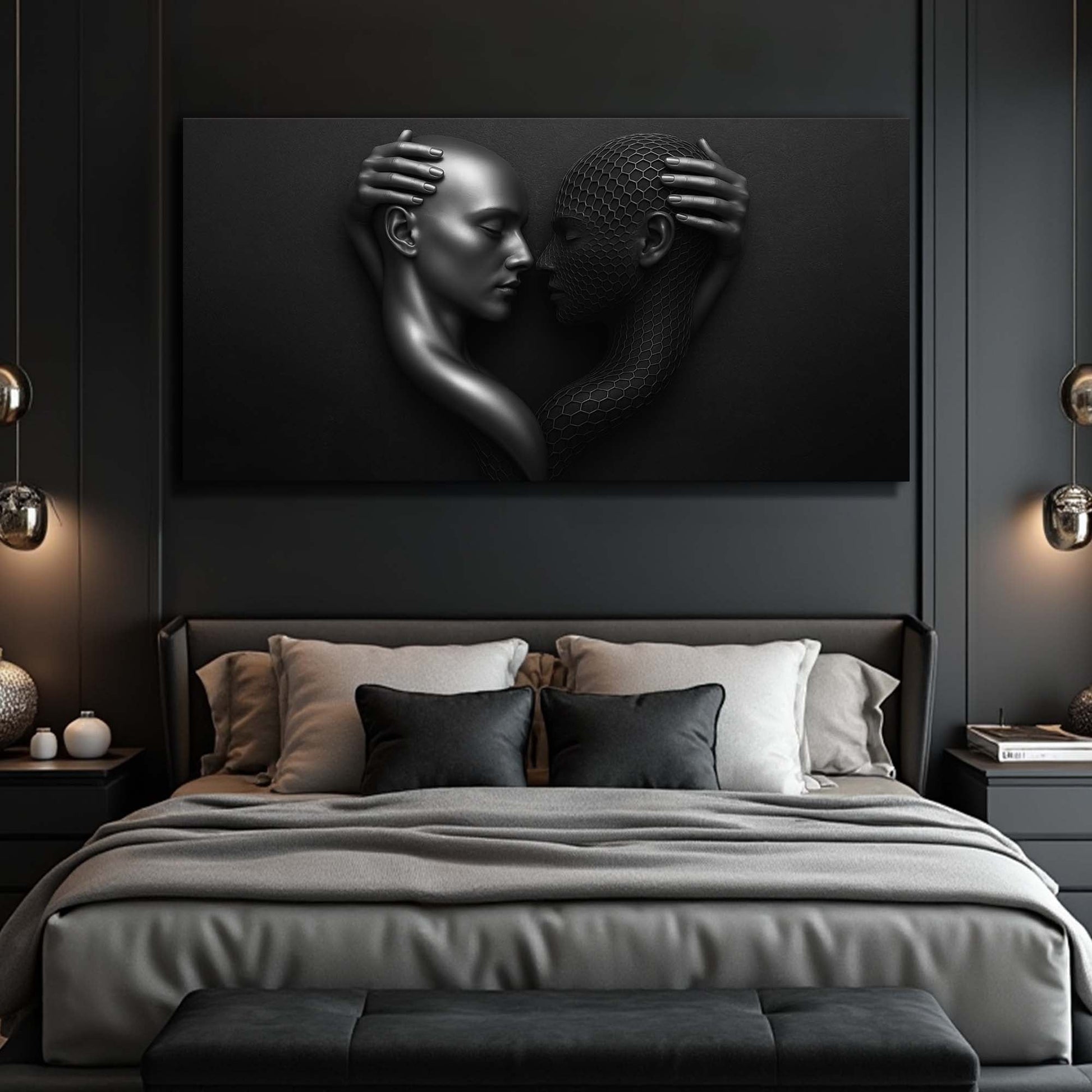 Tailored Canvases Eternal Love Figure III canvas with two heads: smooth and honeycomb on Tampa Home & Garden Store