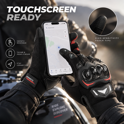 Gloves Summer Riding Hard Knuckle touchscreen gloves black with red accents by BikerZoneZ on Tampa Home & Garden Store