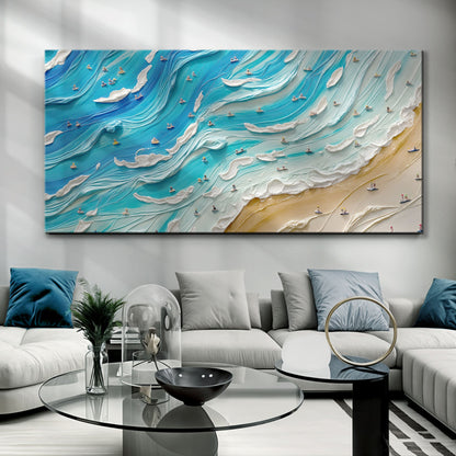 Beach Days Wall Art V canvas with blue ocean waves by Tailored Canvases crafting canvas on Tampa Home & Garden Store