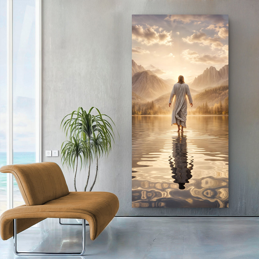 Reflections Faith Wall Art IV canvas robed figure on water at sunrise Tailored Canvases on Tampa Home & Garden Store