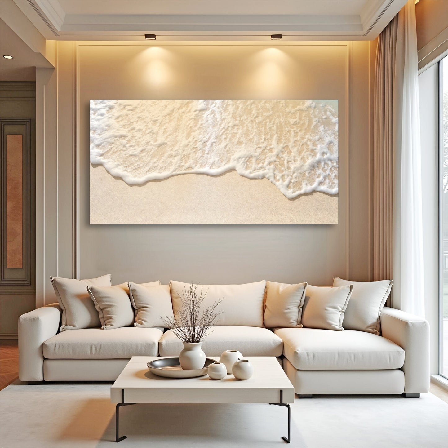 Sandy Waves Wall Art II canvas with beige sandy texture by Tailored Canvases on Tampa Home & Garden Store