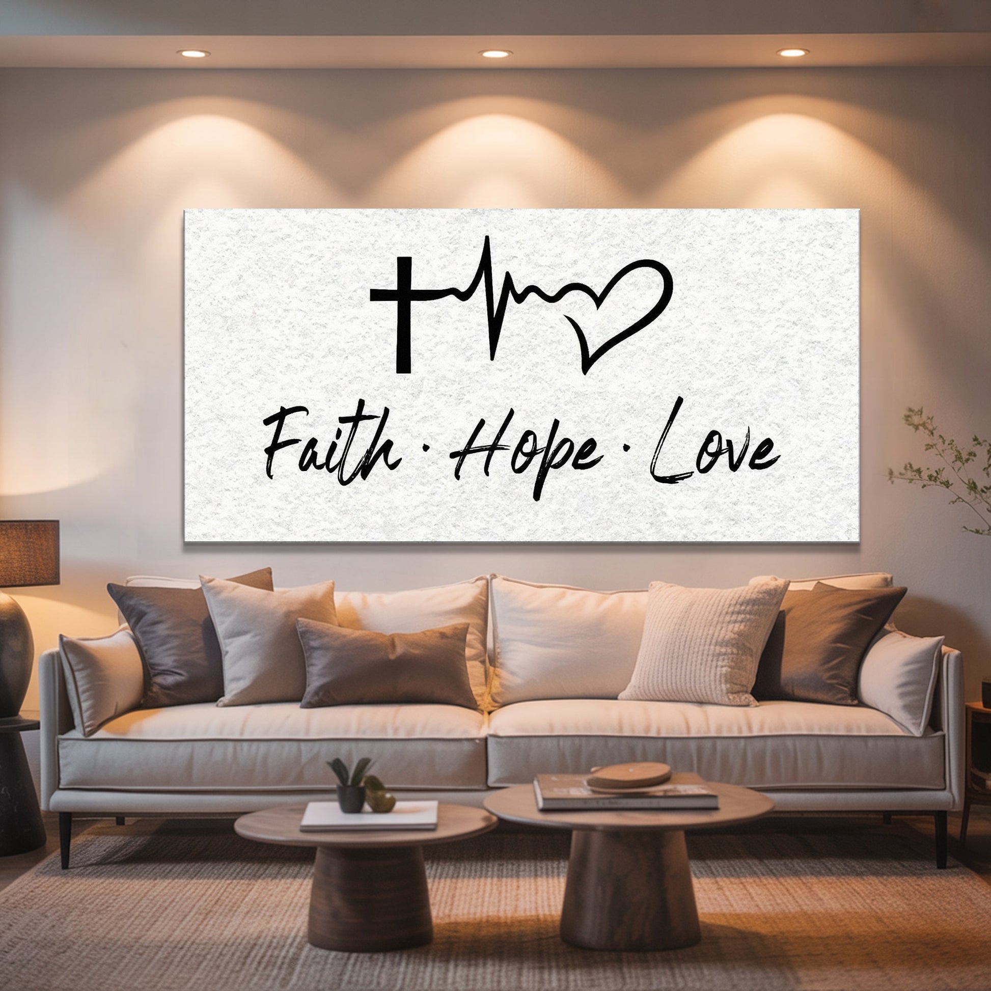Faith, Hope, Love Faith Wall Art II canvas with black script on white background on Tampa Home & Garden Store