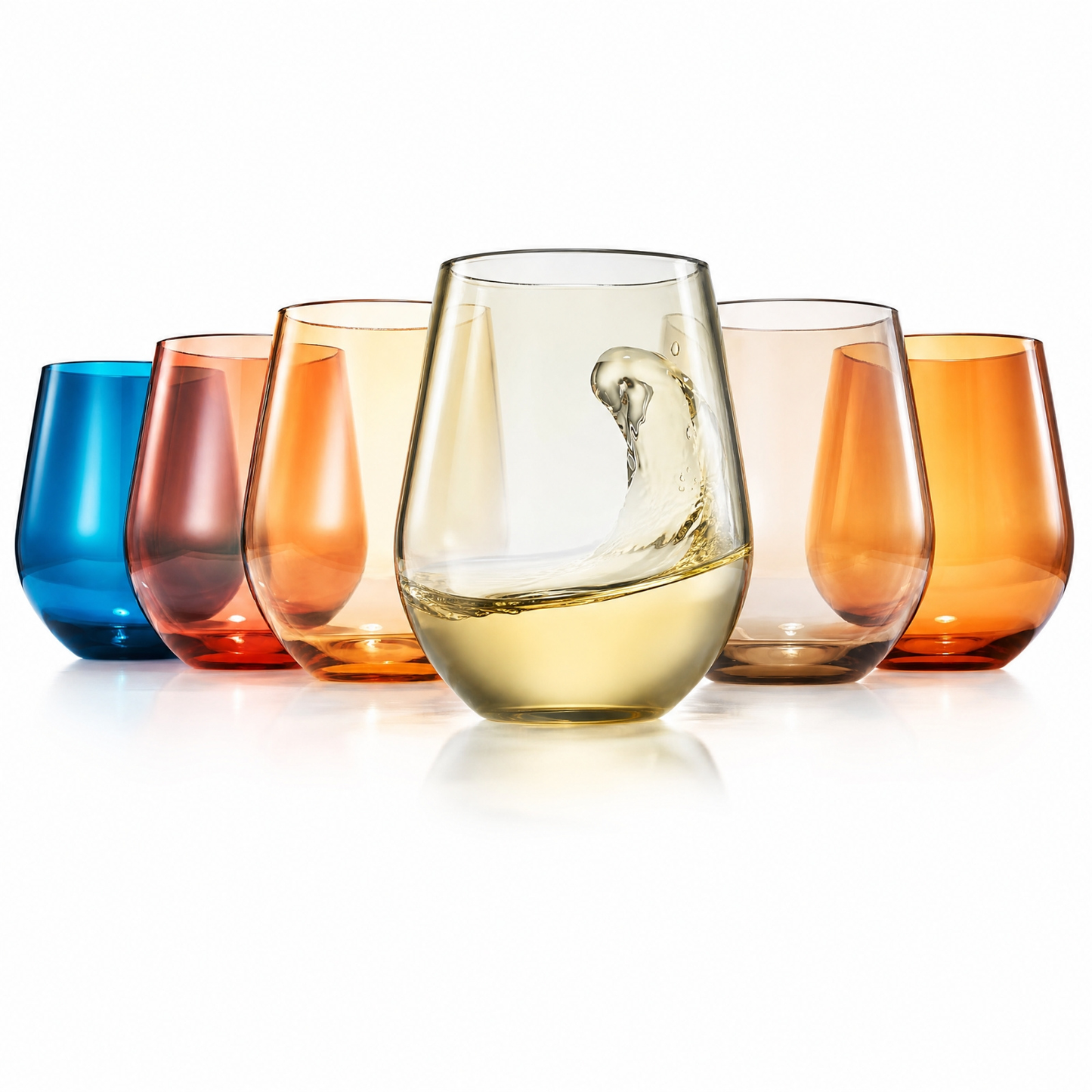 Eze Acrylic Stemless Wine Glassware and Set of 6
