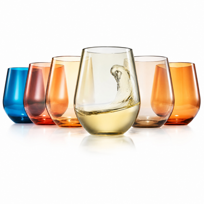 Eze Acrylic Stemless Wine Glassware and Set of 6