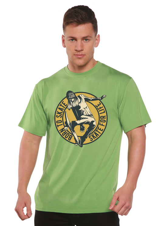 Skate For Life men's printed graphic tee in green bamboo viscose blend by Spun Bamboo on Tampa Home & Garden Store