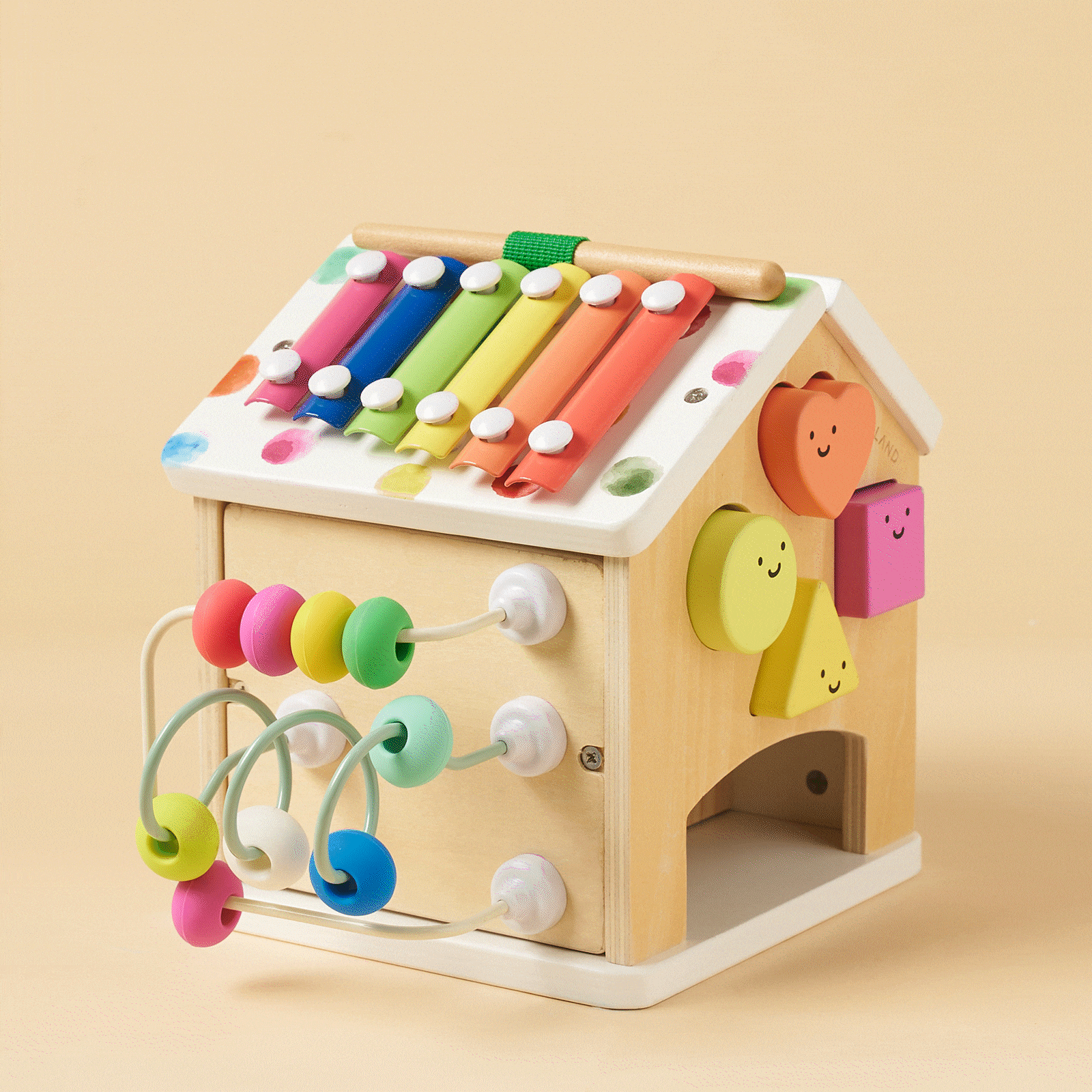 Tiny Land Cottage Activity Cube Rainbow wooden baby toy with colorful top xylophone on Tampa Home & Garden Store