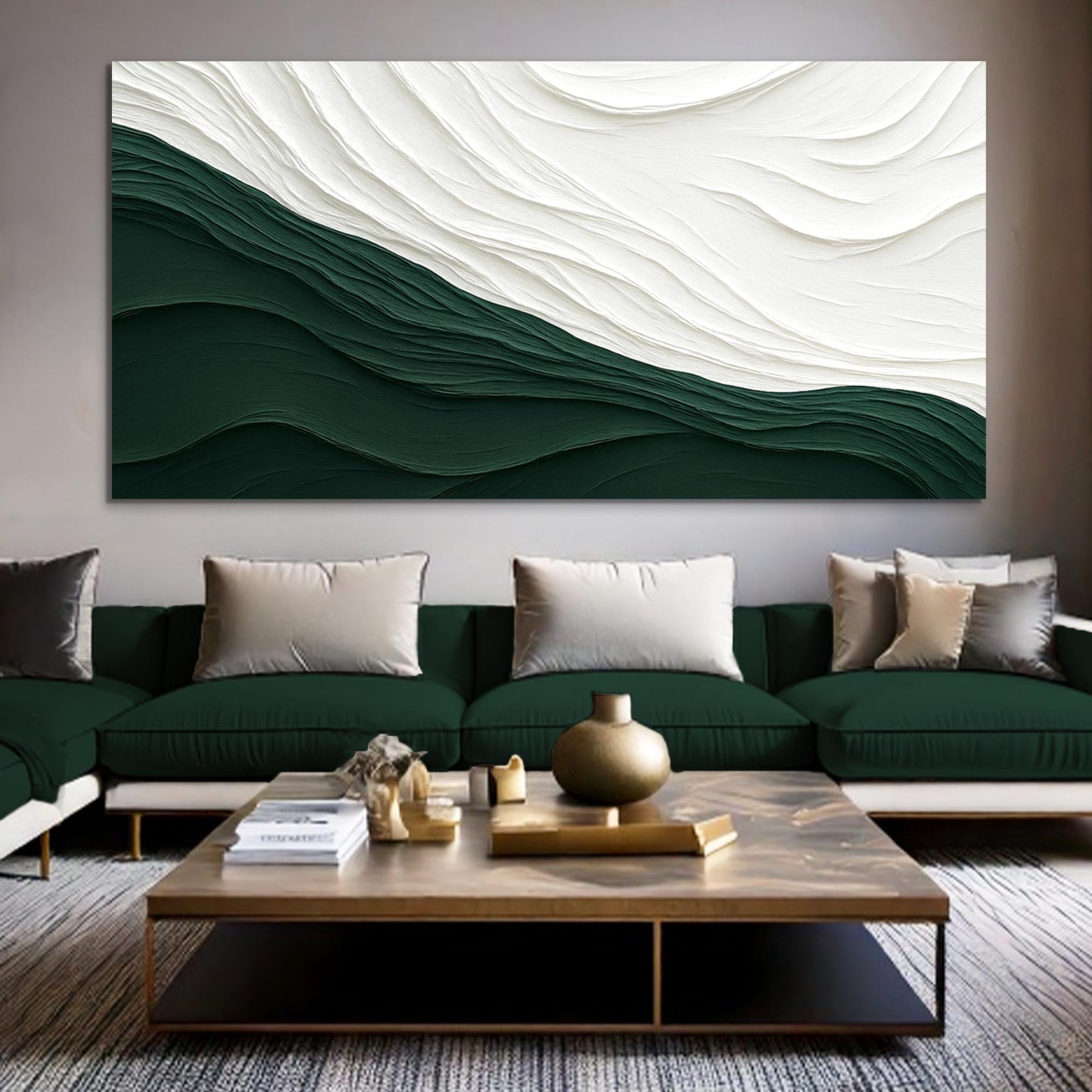 Modern Abstract Minimalist Wall Art IX canvas by Tailored Canvases waves over emerald hills on Tampa Home & Garden Store