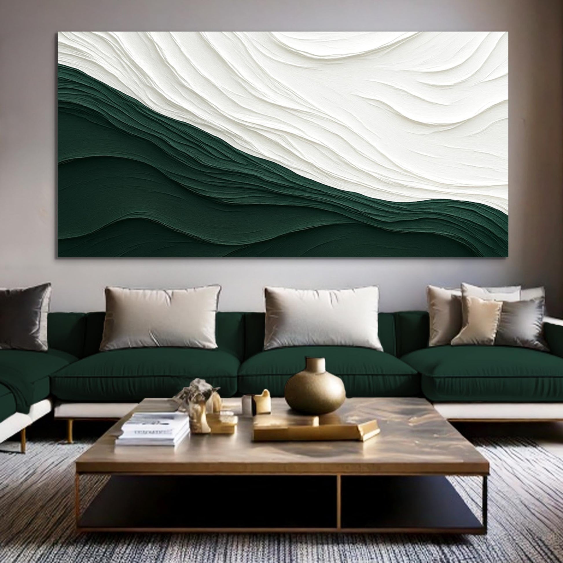 Modern Abstract Minimalist Wall Art IX canvas by Tailored Canvases waves over emerald hills on Tampa Home & Garden Store