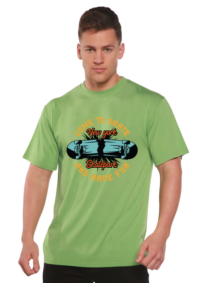 Men's New York Skatepark tee in light green bamboo viscose/organic cotton blend Spun Bamboo on Tampa Home & Garden Store