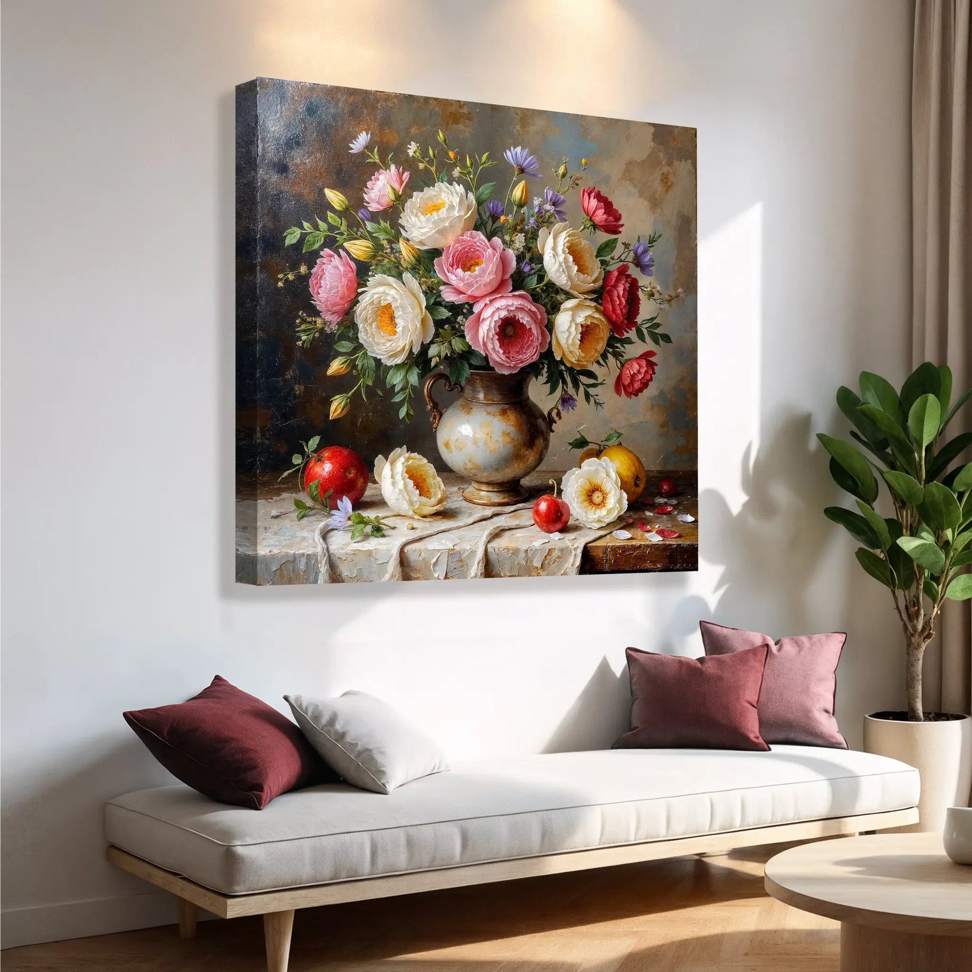 Summer Bloom Vase Wall Art canvas by Tailored Canvases with a vivid bouquet in a ceramic vase on Tampa Home & Garden Store
