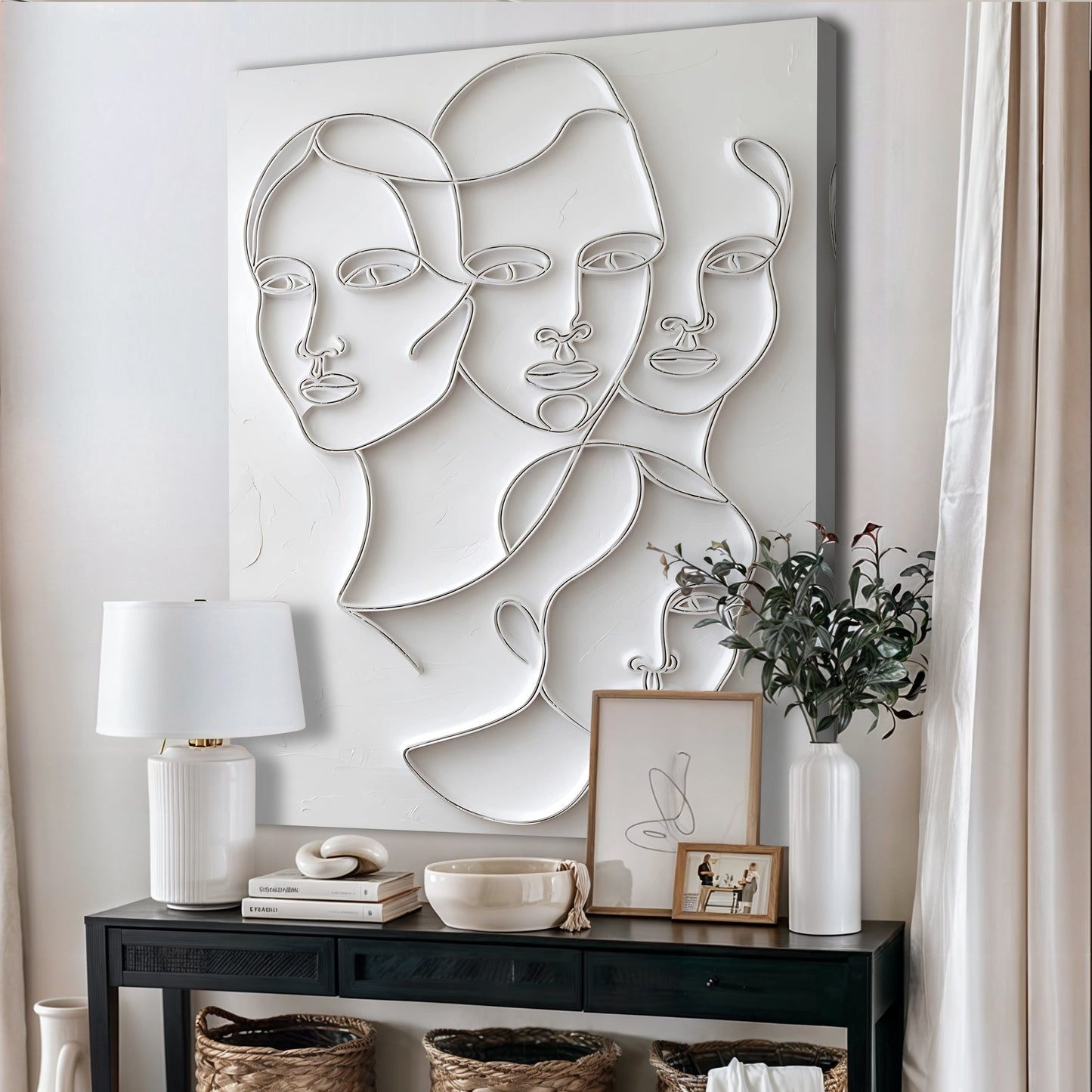 3D Minimalist Faces wall art on canvas with intertwined line portraits Tailored Canvases on Tampa Home & Garden Store