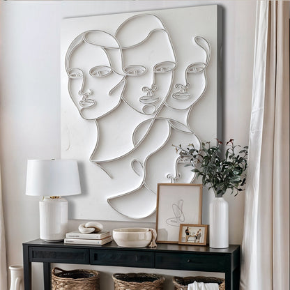3D Minimalist Faces wall art on canvas with intertwined line portraits Tailored Canvases on Tampa Home & Garden Store