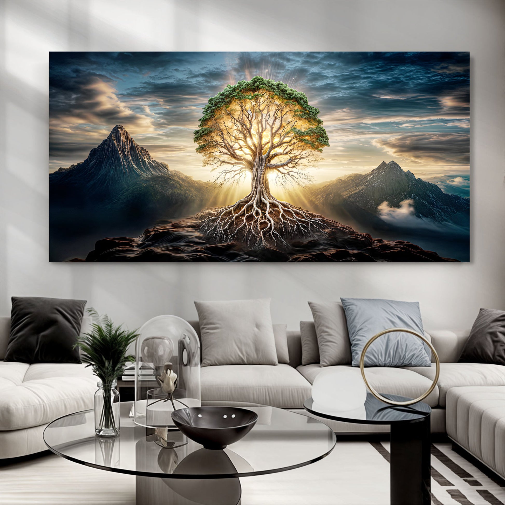 Burning Bush Faith Wall Art VIII canvas by Tailored Canvases; glowing tree with roots on Tampa Home & Garden Store