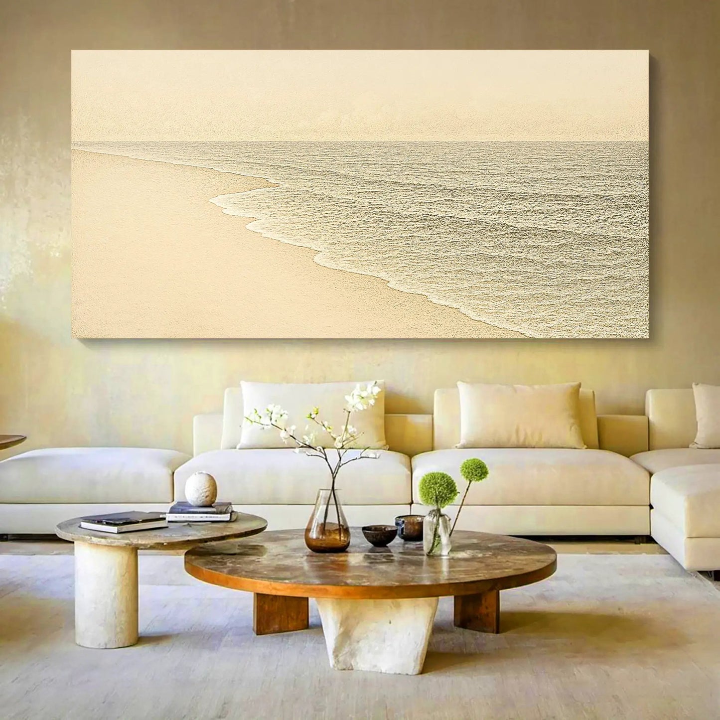 Beach Shoreline Coastal Wall Art III canvas Tailored Canvases in beige sand and sea tones on Tampa Home & Garden Store