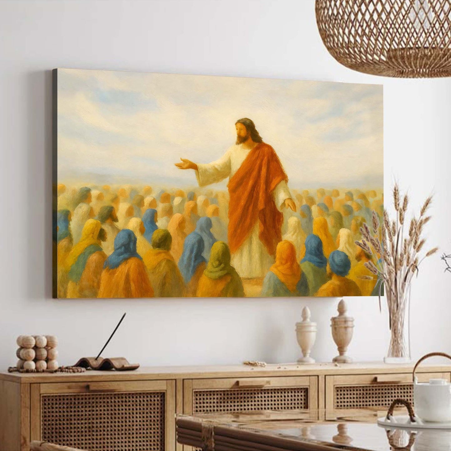 Canvas wall art Jesus Speaking To Crowd Faith Wall Art II by Tailored Canvases on Tampa Home & Garden Store