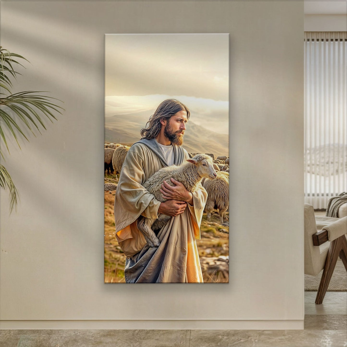 Canvas art 99 Faith Wall Art XII by Tailored Canvases, bearded man with sheep in desert on Tampa Home & Garden Store