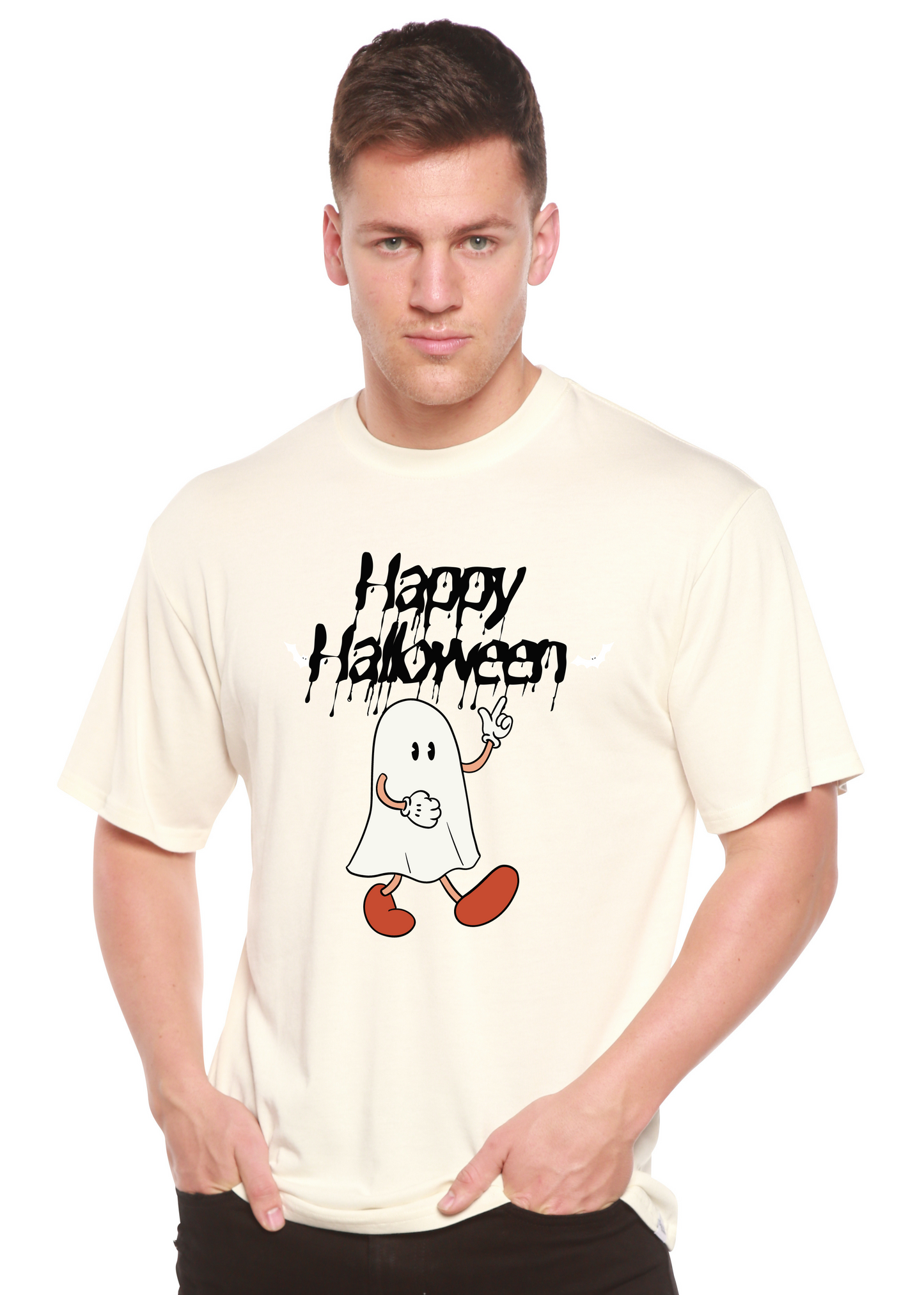 Happy Halloween men's bamboo viscose/organic cotton short sleeve T-shirt, Spun Bamboo on Tampa Home & Garden Store
