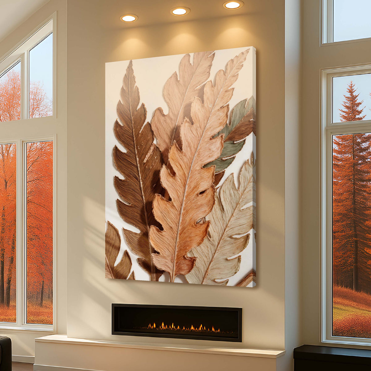 Abstract Autum Leaves Canvas by Tailored Canvases with copper-brown foliage motif on Tampa Home & Garden Store