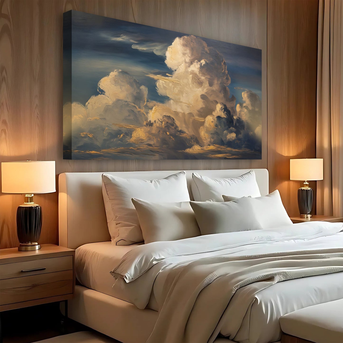 Cloud Wall Art canvas by Tailored Canvases in a blue sky with white clouds on Tampa Home & Garden Store