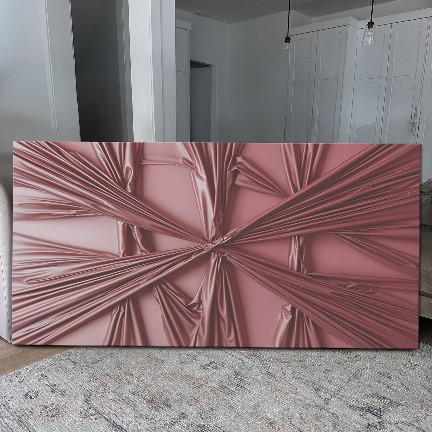 Modern Abstract Minimalist Wall Art VII canvas by Tailored Canvases pink metallic drape on Tampa Home & Garden Store