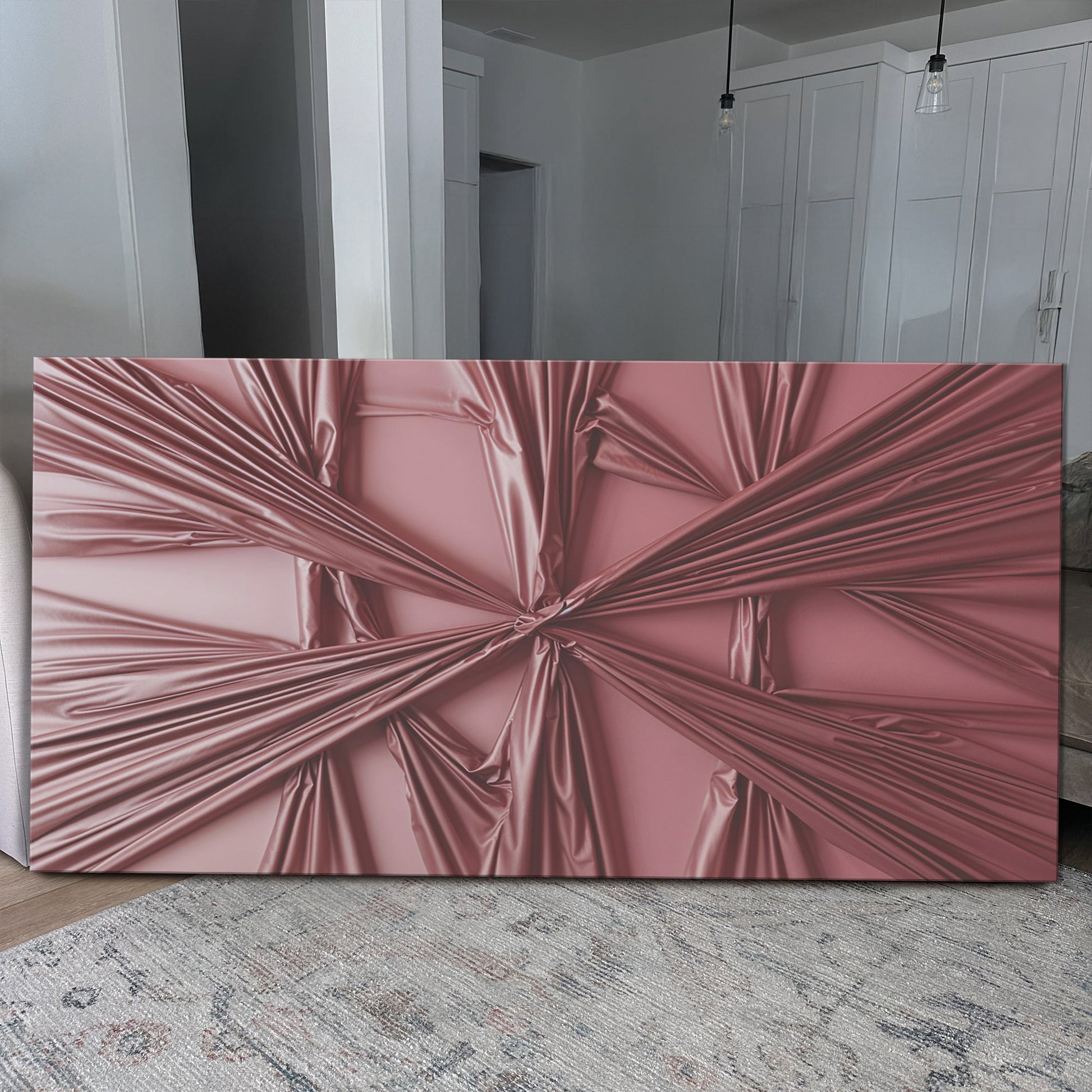 Modern Abstract Minimalist Wall Art VII canvas by Tailored Canvases pink metallic drape on Tampa Home & Garden Store