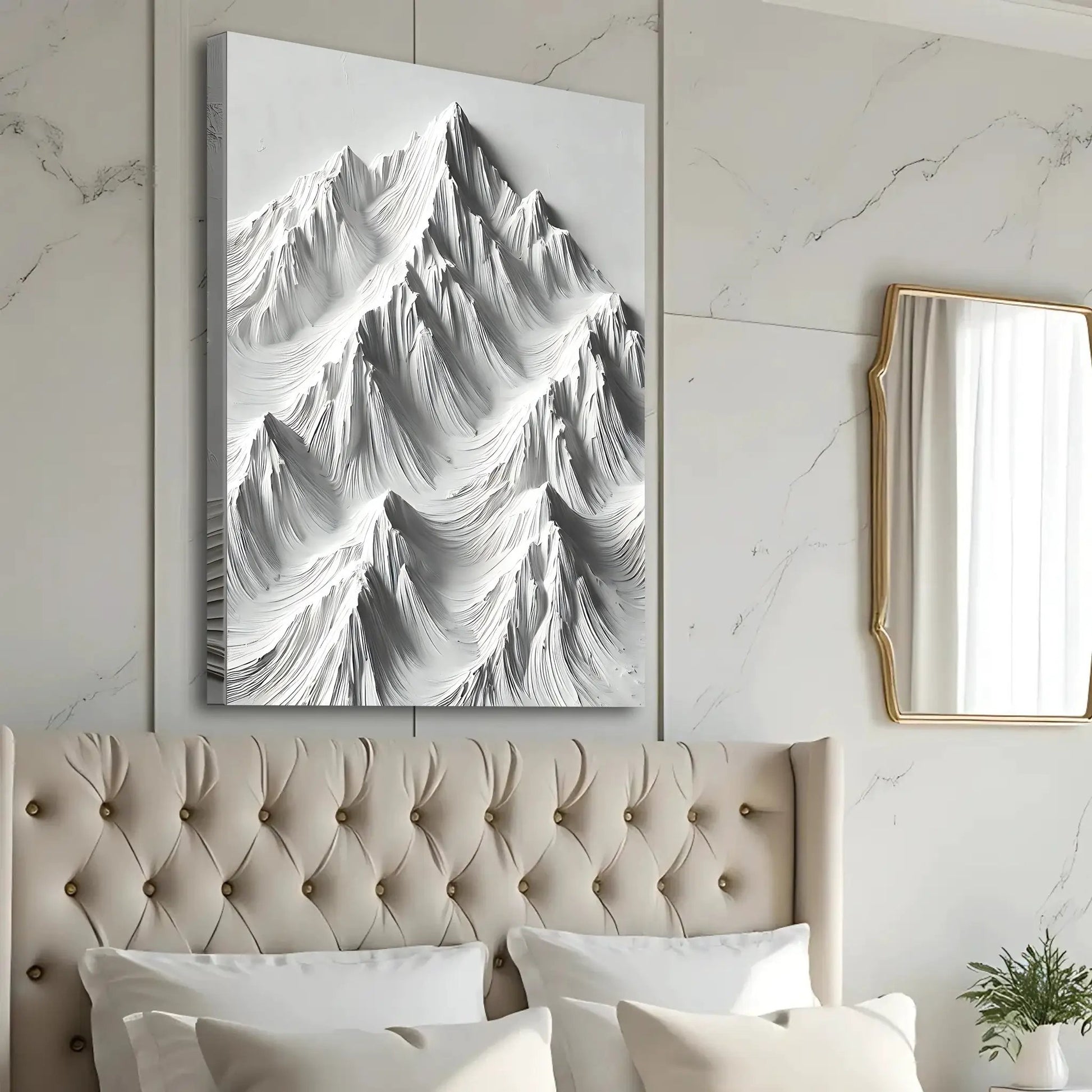 White Mountain Wall Art canvas with textured grayscale mountain peaks on Tampa Home & Garden Store