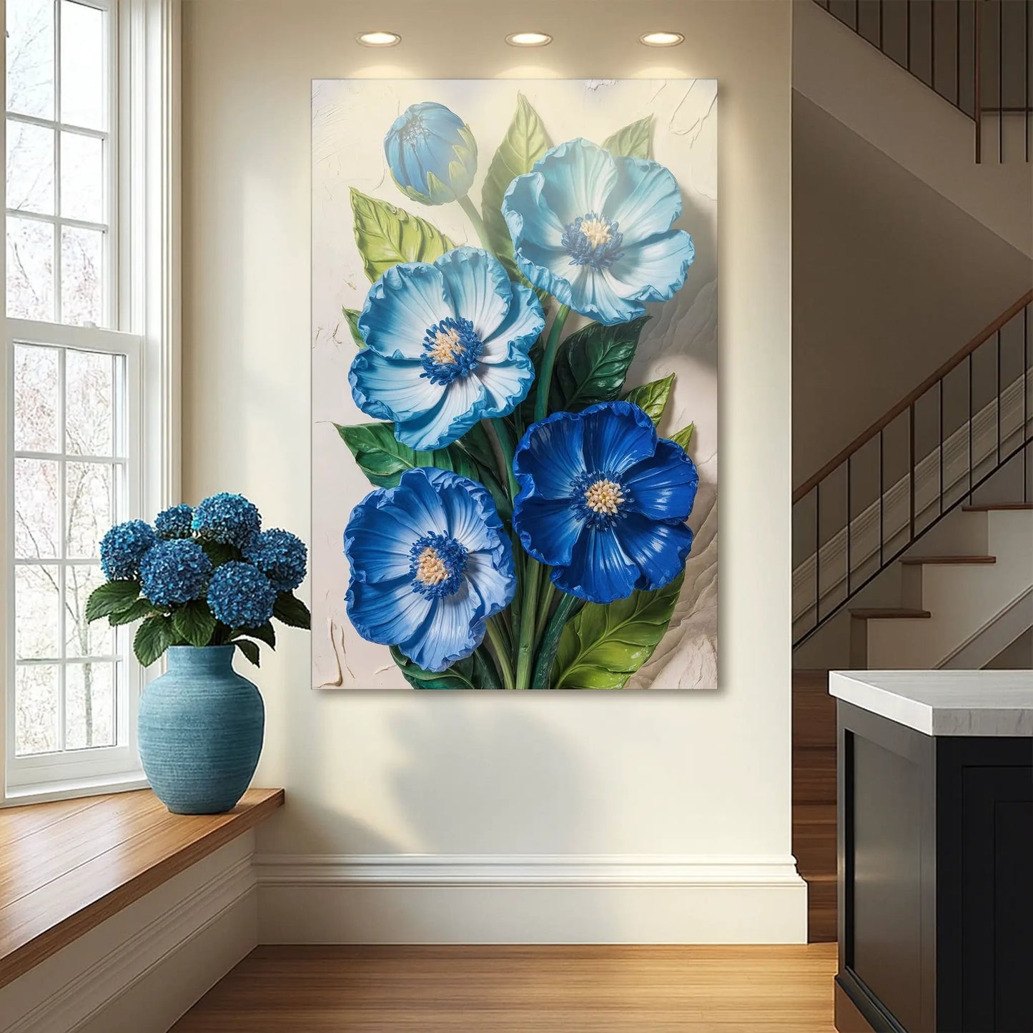 Blue Blossom Bouquet Wall Art canvas by Tailored Canvases, crafting canvas blue flowers on Tampa Home & Garden Store