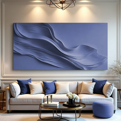 Midnight Navy Minimalist Wall Art canvas by Tailored Canvases with blue abstract flowing curves on Tampa Home & Garden Store