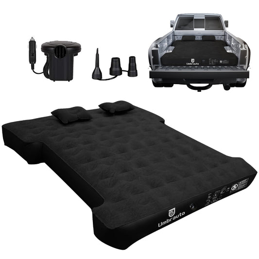 Umbrauto truck bed air mattress 6-6.5ft with pump and adapters in black in pickup bed on Tampa Home & Garden Store