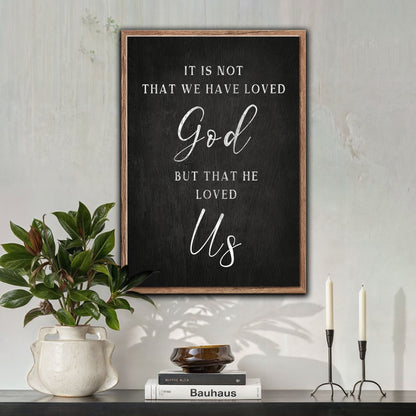 Tailored Canvases canvas sign 1 John 4:10 Faith Sign VI with chalkboard surface in wood frame on Tampa Home & Garden Store
