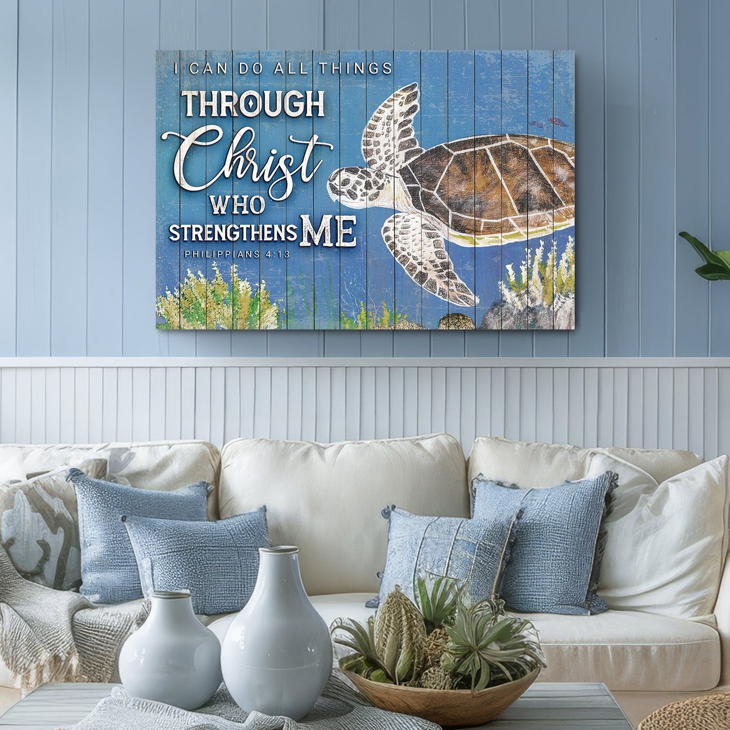 Faith canvas I Can Do All Things Through Christ Who Strengthens Me plank art Tailored Canvases on Tampa Home & Garden Store