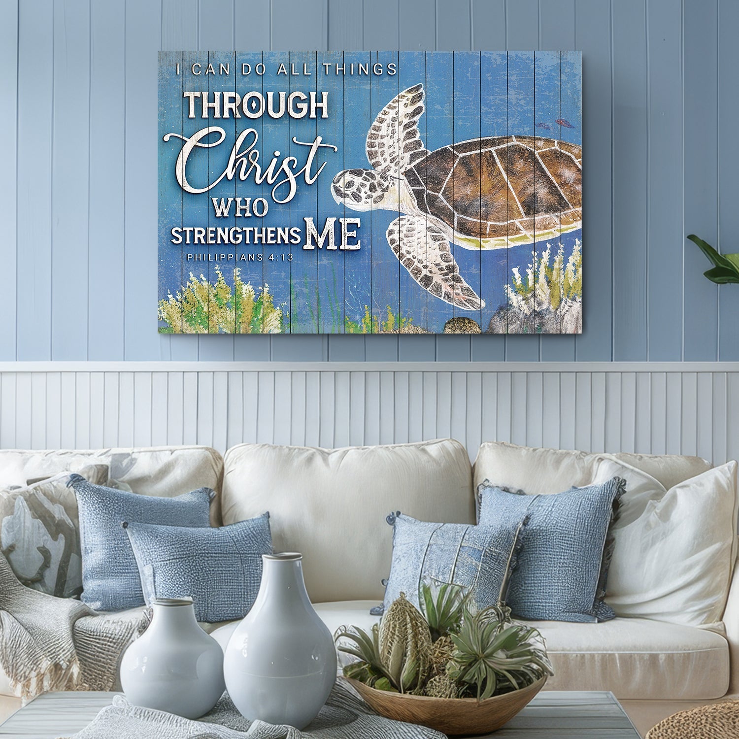 Faith canvas I Can Do All Things Through Christ Who Strengthens Me plank art Tailored Canvases on Tampa Home & Garden Store