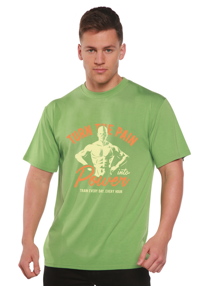 Turn The Pain men's bamboo viscose/organic cotton graphic T-shirt by Spun Bamboo in green on Tampa Home & Garden Store