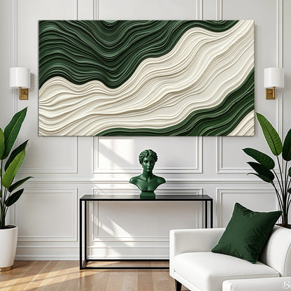 Green Rivers Abstract Wall Art VIII canvas Tailored Canvases with green white flowing waves on Tampa Home & Garden Store