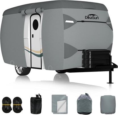 Dikasun Outdoor 7-Layer Fiberglass Travel Trailer Cover for RV waterproof gray fabric on Tampa Home & Garden Store