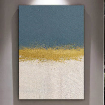 Minimalist blue and gold canvas by Tailored Canvases with blue top and gold specks on Tampa Home & Garden Store