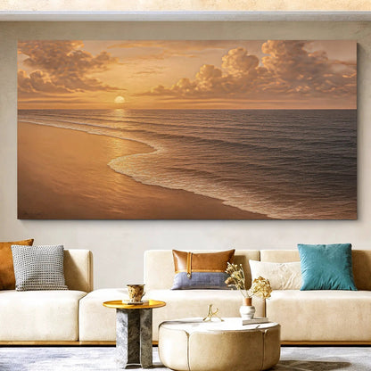 Beach Shoreline Coastal Wall Art VIII canvas by Tailored Canvases; golden sunset over ocean on Tampa Home & Garden Store