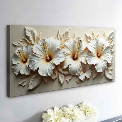 Floral Abstract Wall Art VII canvas by Tailored Canvases; beige backdrop with white flowers on Tampa Home & Garden Store