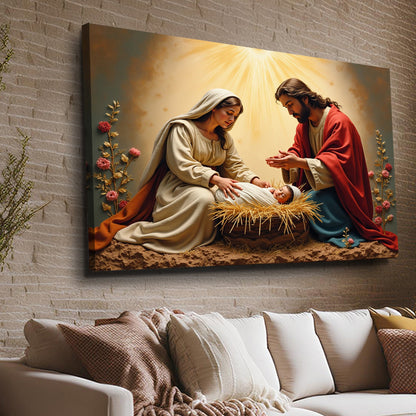 3D Faith Wall Art IV canvas Tailored Canvases nativity scene Mary and Joseph under light on Tampa Home & Garden Store