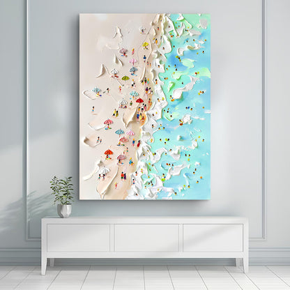 Beachfront Painting Coastal Wall Art canvas with textured sand and turquoise water on Tampa Home & Garden Store