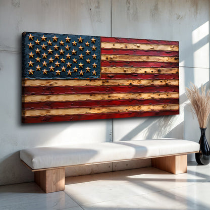 Old Glory American Flag Wall Art canvas Tailored Canvases with blue canton and red stripes on Tampa Home & Garden Store