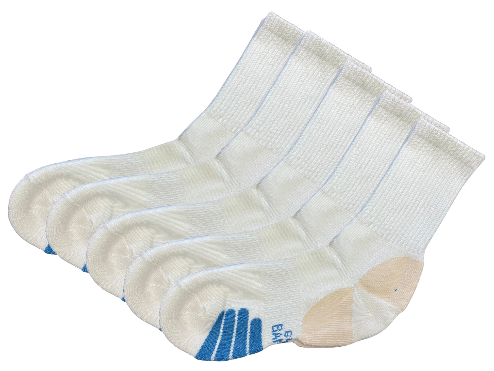 High Performance Crew Bamboo Viscose Socks by Spun Bamboo with blue toe accents 4-pair on Tampa Home & Garden Store