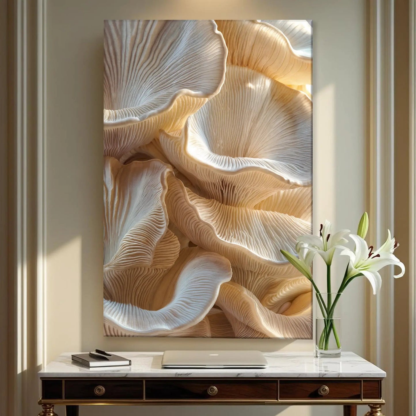 Nature in Motion Wall Art canvas by Tailored Canvases, abstract beige cream ridged texture on Tampa Home & Garden Store