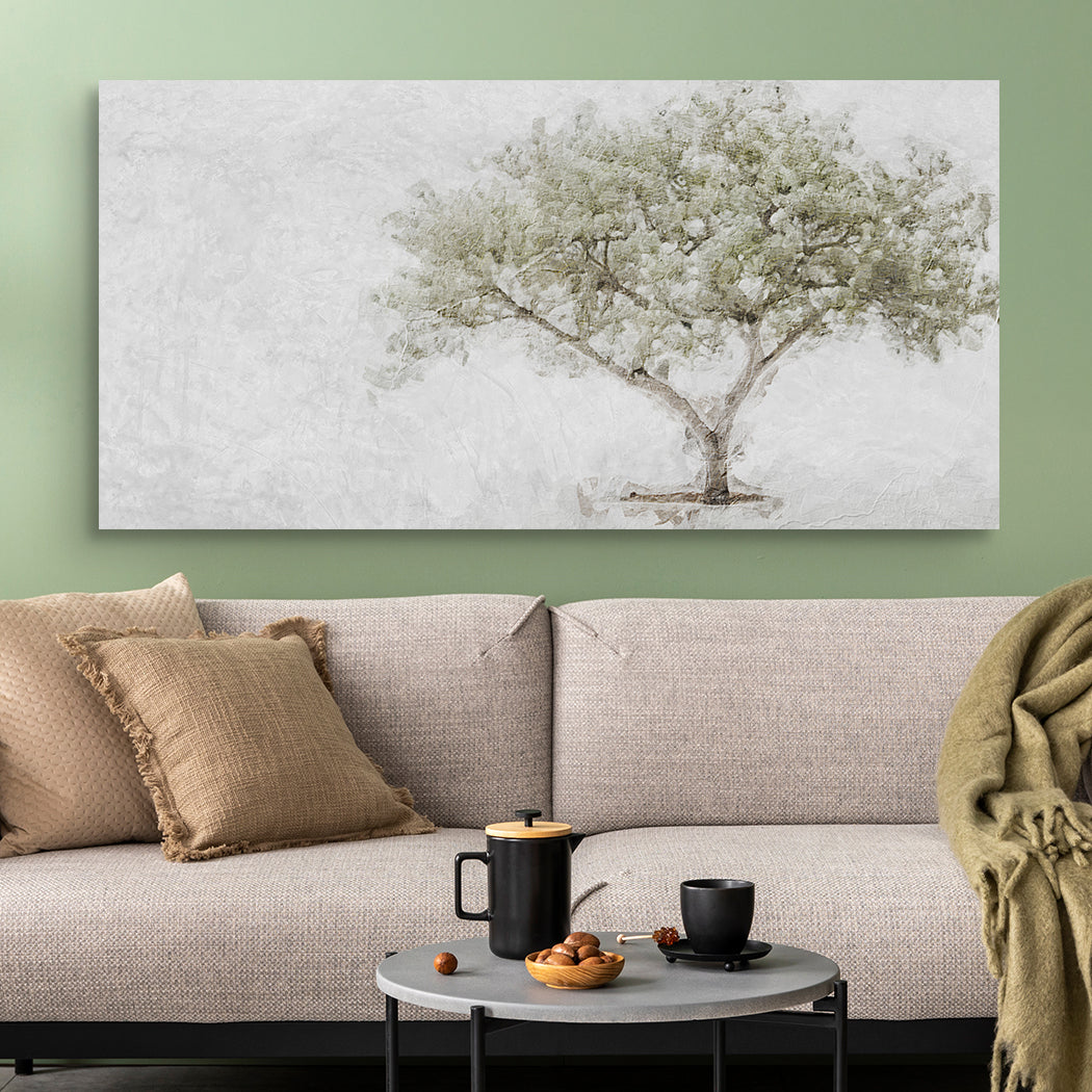 Olive Tree Faith Wall Art canvas by Tailored Canvases, gray olive tree on pale background on Tampa Home & Garden Store