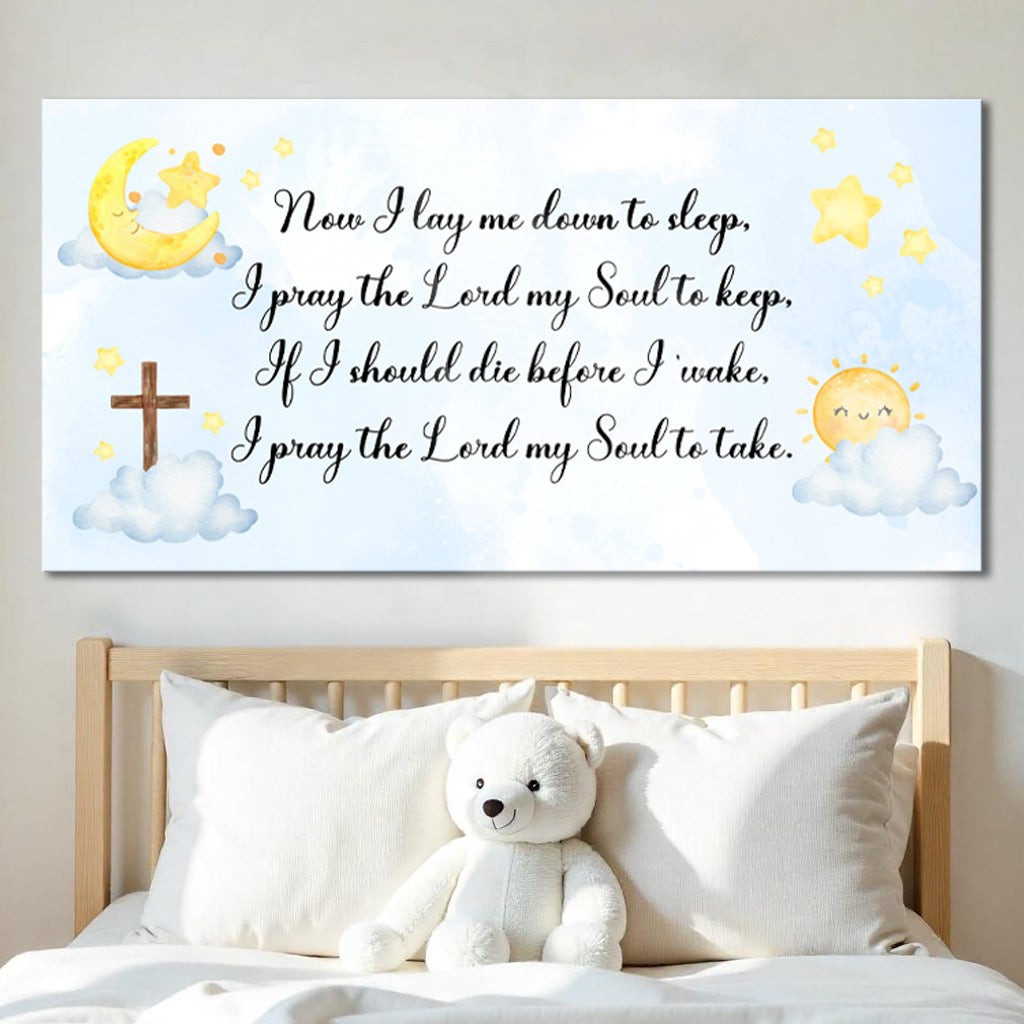 Canvas crafting art I Lay Me Down To Sleep Faith Sign II Tailored Canvases, blue sky moon cross on Tampa Home & Garden Store