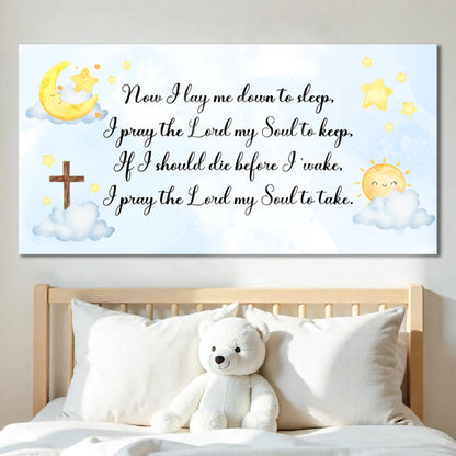 Canvas crafting art I Lay Me Down To Sleep Faith Sign II Tailored Canvases, blue sky moon cross on Tampa Home & Garden Store