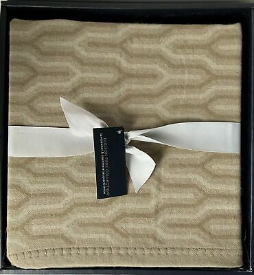 Hudson Park lambswool/cashmere interlocking jacquard throw, beige, new with tags, boxed on Tampa Home & Garden Store