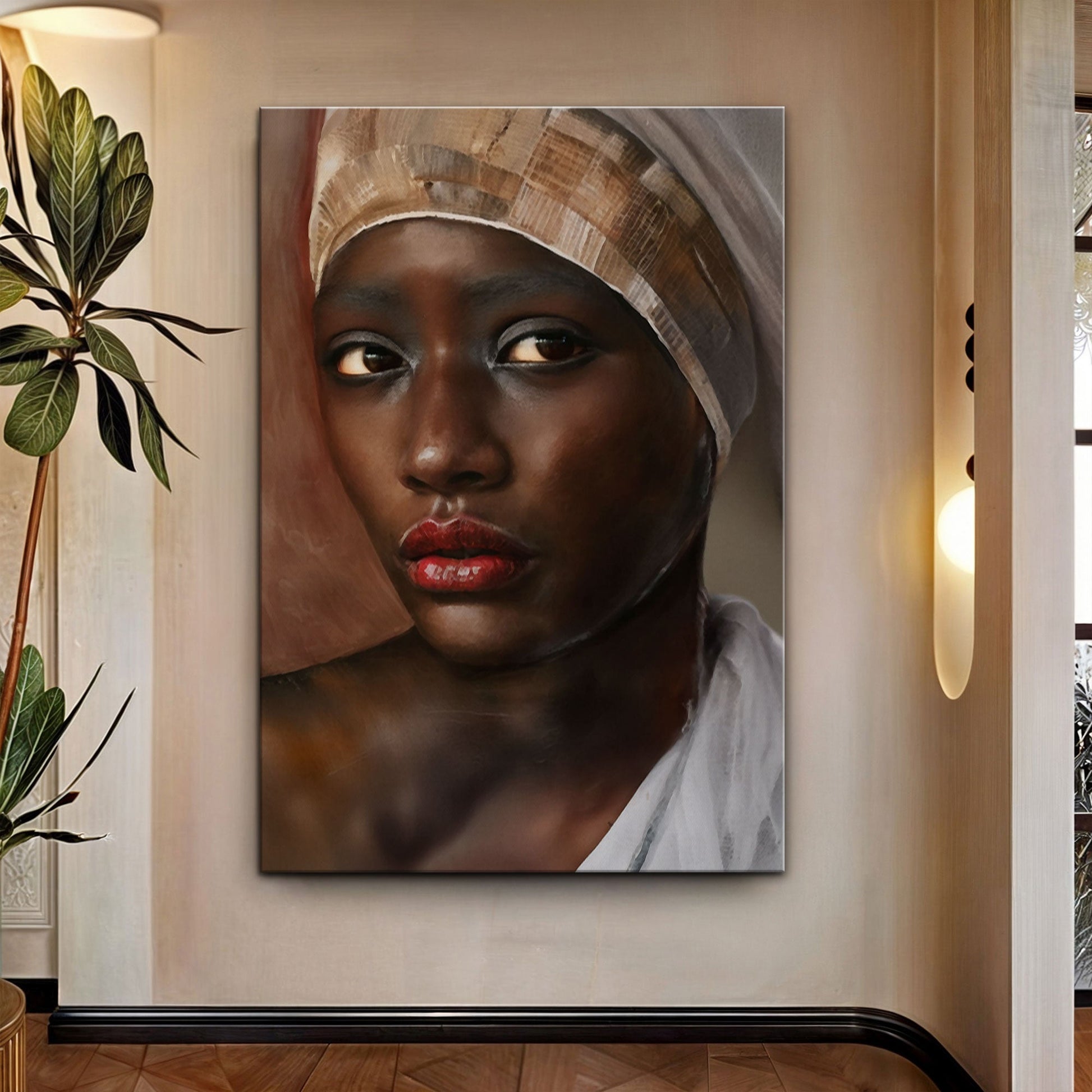Canvas wall art African woman portrait with headwrap, Tailored Canvases crafting canvas on Tampa Home & Garden Store