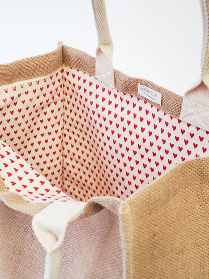 Jute Canvas Market Bag With Pompom