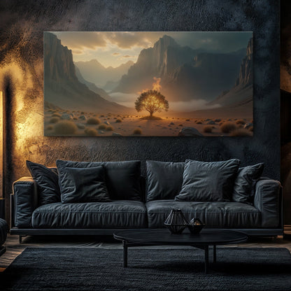 Burning Bush Faith Wall Art XII canvas by Tailored Canvases; desert scene with lone glowing tree on Tampa Home & Garden Store